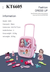 6605  HỘP VALI KÉO TRANG ĐIỂM+ MÁY SẤY+ KÉO+ 1C BÉ (BABY) (VALI KÉO)