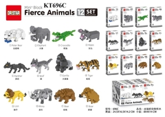 KT696C HỘP LOGO RÁP THÚ NHÀ 12C ĐỦ MẪU (VOI, CÁ SẤU, HÀ MÃ, CHÓ SÓI, TINH TINH, CỌP, SƯ TỬ, TÊ GIÁC) (LỐC 12C TÍNH CÁI) RUNNING ANIMALS 24.5X16.5X14.2 DR.STAR