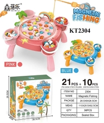 KT2304 HỘP CÂU CÁ PIN CÓ CHÂN+ 21C CÁ+ 10C + 4C THAU+ CÂY MAGNETIC FISHING 26.5X9X26.5 (2 MÀU)