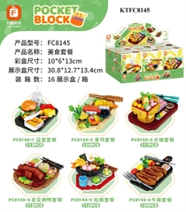 KTFC8145 HỘP LOGO RÁP SET THỨC ĂN 6C ĐỦ MÓN (LỐC 6C TÍNH CÁI) POCKET BLOCK 30.8X12.7X13.4 (VỊT QUAY, HAMBURGER, LẨU)