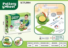 KTXJ804 HỘP TRÒ CHƠI MÁY LÀM GỐM KHỦNG LONG PIN+ SẠC USB+ BÚT+ MÀU POOTERY WHEEL
