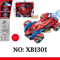 KTXB1301 HỘP XE HƠI SN ĐỊA HÌNH LỘN ĐK PHUN KHÓI, CÓ SẠC+ ĐỒNG HỒ ĐK, BÁNH XOẮN NHẠC ĐÈN STUNT 2.4G XB1300