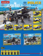 KT8550  HỘP LOGO RÁP XE CS, MÁY BAY TRỰC THĂNG 6 IN 1 343 MIẾNG POLICE SWAT