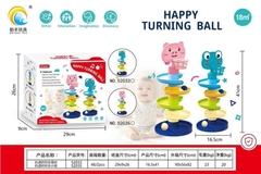KT52033 HỘP TRÒ CHƠI RÁP CẦU TRƯỢT ẾCH (HEO) XOAY BANH+ RỔ HAPPY TURNING BALL 29X9X26 (2 MẪU)