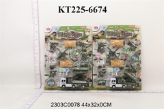 KT225-6674 VĨ MÔ HÌNH XE QUÂN SỰ TRỚN 8C + BIỂN BÁO+ CÂY (MÁY BAY, TRỰC THĂNG, TĂNG, XE CT) MILITARY FORCES 44X32