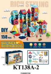 KT138A-2  HỘP LOG RÁP NHÀ BÁNH RĂNG+ CẦU TRƯỢT BANH 158 MIẾNG BALL TRACK BUILDING BLOCKS 31X8X21 (TÚI RÁP)