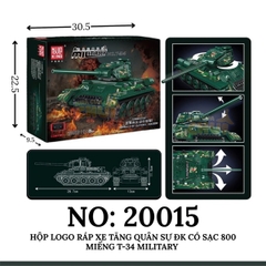 KT20015 HỘP LOGO RÁP XE TĂNG QUÂN SỰ ĐK CÓ SẠC 800 MIẾNG T-34 MILITARY