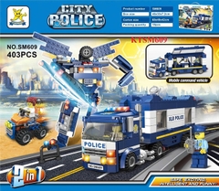 KTSM609 HỘP LOGO RÁP XE CS BIẾN HÌNH ROBO 2 IN 1 403 MIẾNG CITY POLICE 46X33X7.2