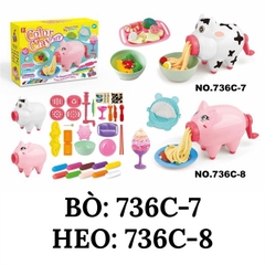 736C-8 HỘP ĐẤT SÉT LÀM MÌ, KEM+ MÁY LÀM MÌ HEO+ KHUÔN+ 10 HŨ COLOR CLAY