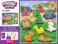 KT3056 HỘP ĐẤT SÉT CÁT NẶN THÚ KHỦNG LONG+ KHÂY+ KHUÔN 16 MIẾNG MAGIC SAND 30X5.2X23
