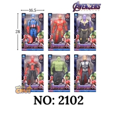 2102 HỘP ROBO SN AVENGERS 1T PIN NÚT ĐÈN ĐỦ MẪU+ MẶT NẠ (CAPTAIN, NGƯỜI SẮT, THOR TÍM, NHỆN, NGỜI XANH, THOR ĐEN) 26.5CM AVENGERS