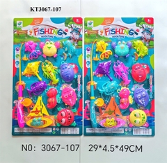 KT3067-107  VĨ CÂU CÁ 1 CẦN MÓC HÍT+ 11C CÁ+ TÀU BUỒM (MỰC, CÁ, CÁ ĐUỐI, TÔM, CÁ HEO, CÁ 3 ĐUÔI, CÁ NGỰA, CUA) FISHING 29X4.5X49 3067-101-102-103-104-105-106-107-108 (2 MÀU)