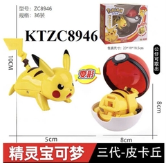 KTZC8946 HỘP RÁP QUẢ CẦU POKEMON BIẾN HÌNH PIKACHU 23X10X18.5