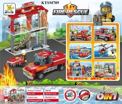 KTSM709 HỘP LOGO RÁP NHÀ, XE CT CỨU HỎA, TÀU, MÁY BAY TRỰC THĂNG 6 IN 1 546 MIẾNG FIRE RESCUE 46X33X7.2