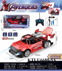 KTLU6688-5A  HỘP XE HƠI ĐUA SN NHỆN ĐK 7 Đ.TÁC, PHUN KHÓI, ĐÈN, CÓ SẠC TL120 AVENGERS 25X11X12
