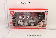 KT668-B2 HỘP BẾP INIOX NỒI, CHẢO, GIÁ SIMULATION KITCHEN SET 52.3X10X28.4