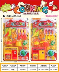 KT589-335573  VĨ BẾP TỦ LẠNH+ ẤM NƯỚC+ NỒI+ DĨA TÔM+ ỚT CHUÔNG DÍNH+ BÀN+ 4 GHẾ COOKING 33X55