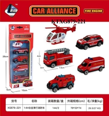 KTXG879-221 VĨ HỘP XE CT CỨU HỎA SẮT TRỚN 5C (MÁY BAY TRỰC THĂNG, HƠI, CỨU THƯƠNG, THANG) TL 164 CAR ALLIANCE 10X4X28