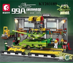 KT203189 HỘP LOGO RÁP NHÀ MÁY LẮP RÁP XE TĂNG QUÂN SỰ ZTZ-99A 950 MIẾNG