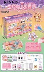 KTNJ-15 HỘP TRÒ CHƠI SQUISHY LÀM BÁNH SINH NHẬT + KHÂY+ KHUÔN+ MÀU+ TÚI TỰ DÁN+ NHÍP 27 MIẾNG 34X5.5X23