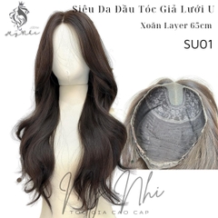 Siêu Da Lưới U Tóc Giả SU01 Xoăn Layer 65cm Mái Bay