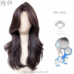 Siêu Da Đầu Tóc Giả CC01 Lưới T Xoăn Layer Mái Bay (dưỡng + lưới + lược + miếng Dán)