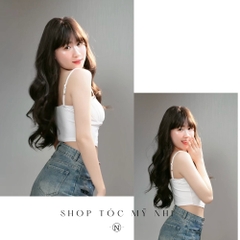 Tóc Giả Nguyên Đầu Dệt Kim Mái Thưa Xoăn Lọn Sóng CH006 60cm
