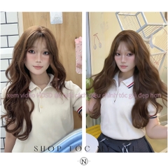 Tóc Giả Dệt Kim Xoăn Hàn Mái Thưa NG14 dài 60cm