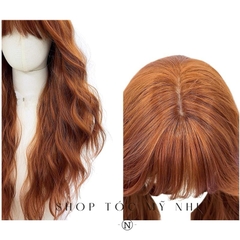 Tóc Giả Mỹ Nhi Xoăn Xù Retro Dài Mái Thưa Hàn Quốc Màu Tóc Nâu Cam s-dk-1101 Da Đầu Dệt Kim