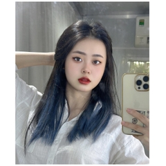 Tóc Kẹp U đen nhuộm xanh 45cm thẳng