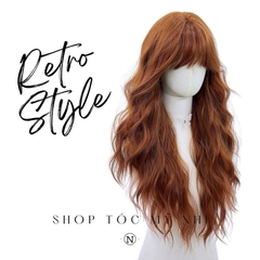 Tóc Giả Mỹ Nhi Xoăn Xù Retro Dài Mái Thưa Hàn Quốc Màu Tóc Nâu Cam s-dk-1101 Da Đầu Dệt Kim