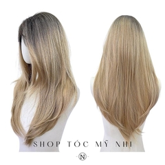 Tóc Giả Mỹ Nhi Cúp Layer Hai Mái Chân Tóc Đen Nhuộm Màu Ombre Vàng Blonde c-dk1-1002 Da Đầu Dệt Kim 8% VAT