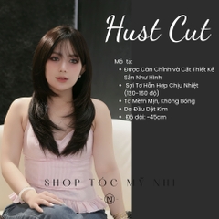 Tóc Giả Dệt Kim Hust Cut Mái Thưa  Màu Nâu Đen C-dk-1203 45cm
