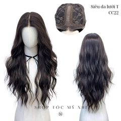 Tóc Giả Mỹ Nhi Da Đầu Lưới T CC22 Xù Sóng dài 60cm