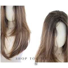 Tóc Giả Mỹ Nhi Cúp Layer Hai Mái Chân Tóc Đen Nhuộm Màu Nâu Tây C-dk1-1001 Da Đầu Dệt Kim
