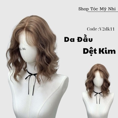 Tóc Giả Mỹ Nhi Da Đầu Dệt Kim V2DK011 Xù Sóng Ngắn 35cm