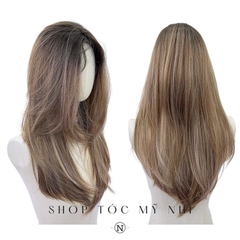 Tóc Giả Mỹ Nhi Cúp Layer Hai Mái Chân Tóc Đen Nhuộm Màu Nâu Tây C-dk1-1001 Da Đầu Dệt Kim