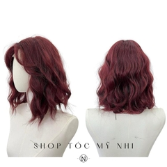Tóc Giả Mỹ Nhi Xù Sóng Ngắn Ngang Vai Màu Tóc Đỏ Cherry s-dk2-1101 Da Đầu Dệt Kim
