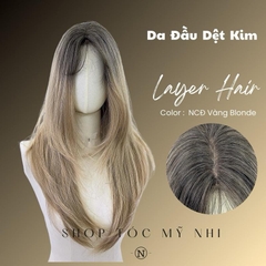 Tóc Giả Mỹ Nhi Cúp Layer Hai Mái Chân Tóc Đen Nhuộm Màu Ombre Vàng Blonde c-dk1-1002 Da Đầu Dệt Kim 8% VAT