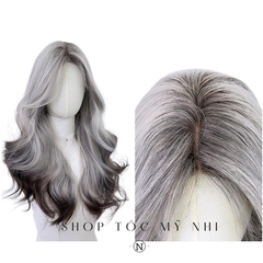 Nâu Tối Nhuộm Màu Bạc Silver Loang Màu Fox Ombre Color x-dk1-0109 Da Đầu Dệt Kim trendy VAT 8%