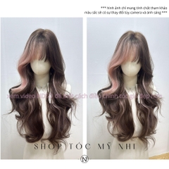 Tóc Giả Dệt Kim Xoăn Layer Mái Thưa Màu Highlight NG16 dài 60cm