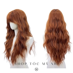 Tóc Giả Mỹ Nhi Xoăn Xù Retro Dài Mái Thưa Hàn Quốc Màu Tóc Nâu Cam s-dk-1101 Da Đầu Dệt Kim