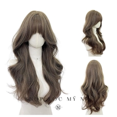 Tóc Giả Mỹ Nhi Xoăn Layer Mái Thưa Hàn Quốc Màu Tóc Rêu Khói x-dk-0102 Da Đầu Dênt Kim