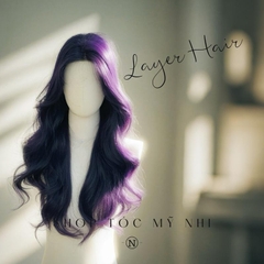 Tóc Giả Mỹ Nhi Xoăn Layer Hai Mái Màu Tóc Tím Than x-dk1-0118 Da Đầu Dệt Kim (rẻ ngôi được)