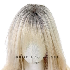 Tóc Giả Mỹ Nhi Cúp Layer Mái Thưa Hàn Quốc Chân Tóc Đen Nhuộm Màu Vàng Bạch Kim c-dk-0907 Da Đầu Dệt Kim (platinum blonde) VAT 8%