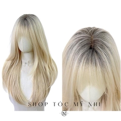 Tóc Giả Mỹ Nhi Cúp Layer Mái Thưa Hàn Quốc Chân Tóc Đen Nhuộm Màu Vàng Bạch Kim c-dk-0907 Da Đầu Dệt Kim (platinum blonde) VAT 8%