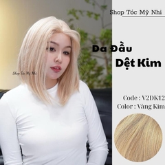 Tóc Giả Mỹ Nhi Da Đầu Dệt Kim V2DK12 Ngắn Thẳng 30cm