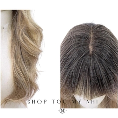 Tóc Giả Mỹ Nhi Xoăn Layer Mái Thưa Hàn Quốc Chân Tóc Đen Nhuộm Vàng Blonde x-dk-1015 Da Đầu Dệt Kim