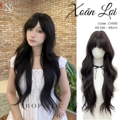 Tóc Giả Nguyên Đầu Dệt Kim Mái Thưa Xoăn Lơi Nhe CH010 65cm