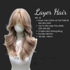 Tóc Giả Da Đầu Dệt Kim Xoăn Layer Mái Thưa NG07 dài 45cm